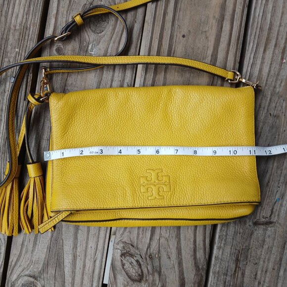 Tory Burch Yellow Leather Crossbody Bag with Tassels - Picture 8 of 9